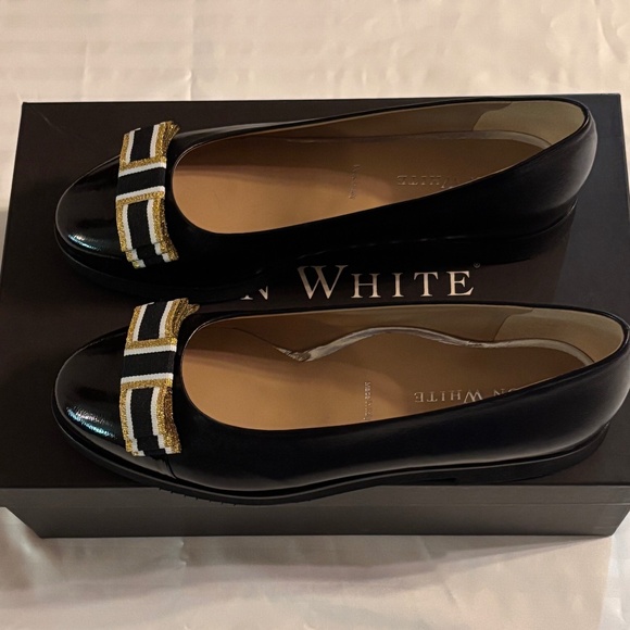 Ron White Emmie Ballet Flat with Satin Bow Onyx Size 37 Euro 6 1/2 US  NWT - Picture 1 of 6
